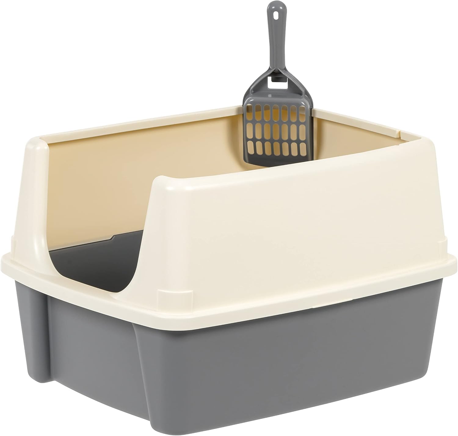Detalle 1 de Amazon Basics 355558 Large Cat Litter Box, High Sides, Open Top, Scoop Storage