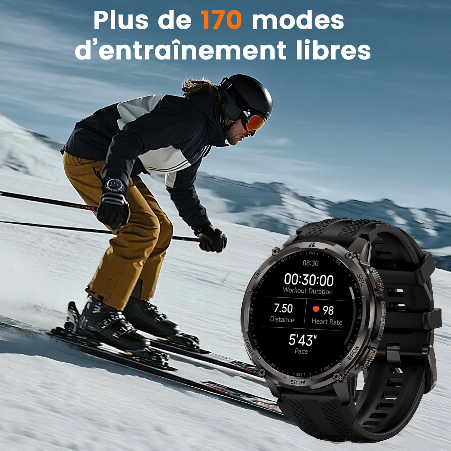 Thumbnail 6 de KOSPET Tank T4C : montre connectée homme AMOLED 1,5", GPS, lampe LED et talkie-walkie