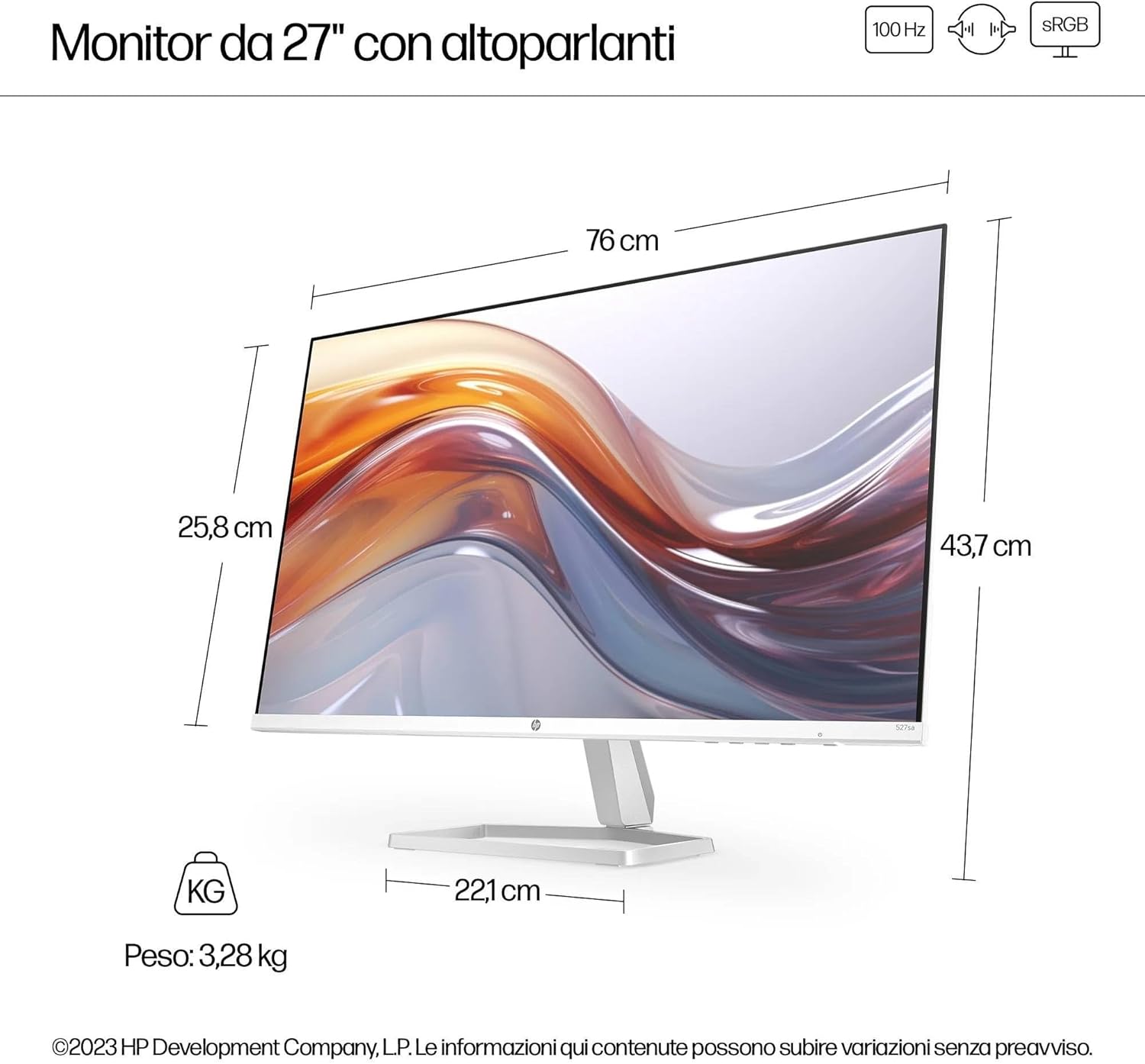 Detalle de HP 527sa Monitor da 27" IPS Full HD con casse integrate – bianco