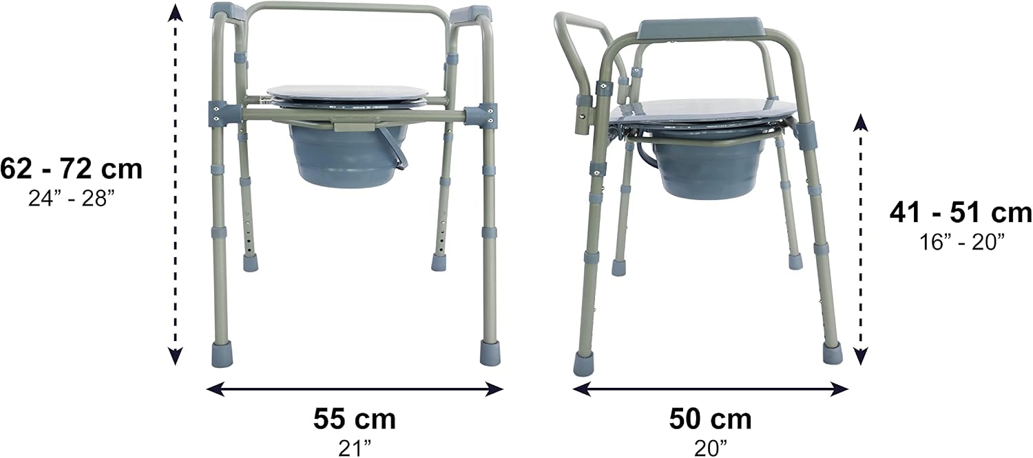 Detalle de PEPE Mobility – stalowe krzesło toaletowe 3 w 1, szare, z regulacją wysokości