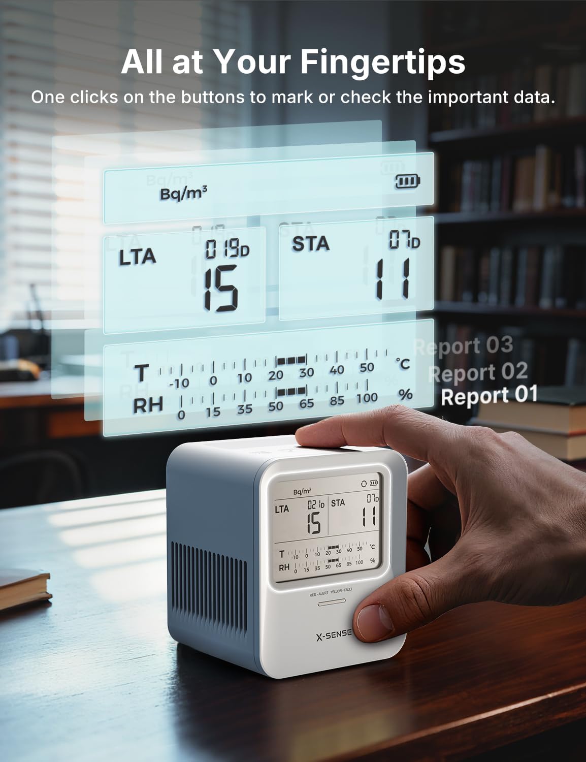 Detalle 2 de X-Sense XR0B-SR Radon Detector with Audible and Visual Alerts, 99 Reports