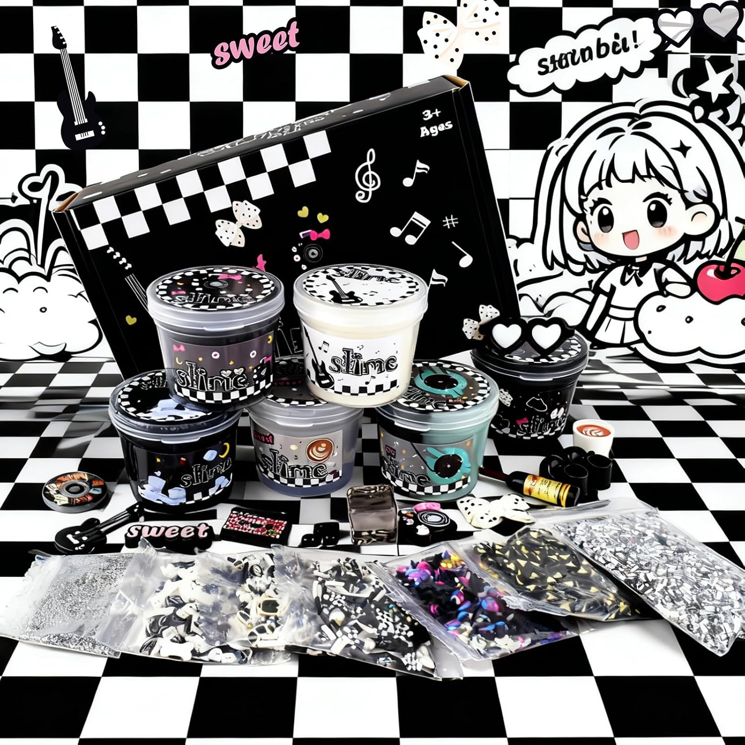 Thumbnail 2 de 6 Pack Slime Kit: Black Punk Slimes & Cloud Butter slime