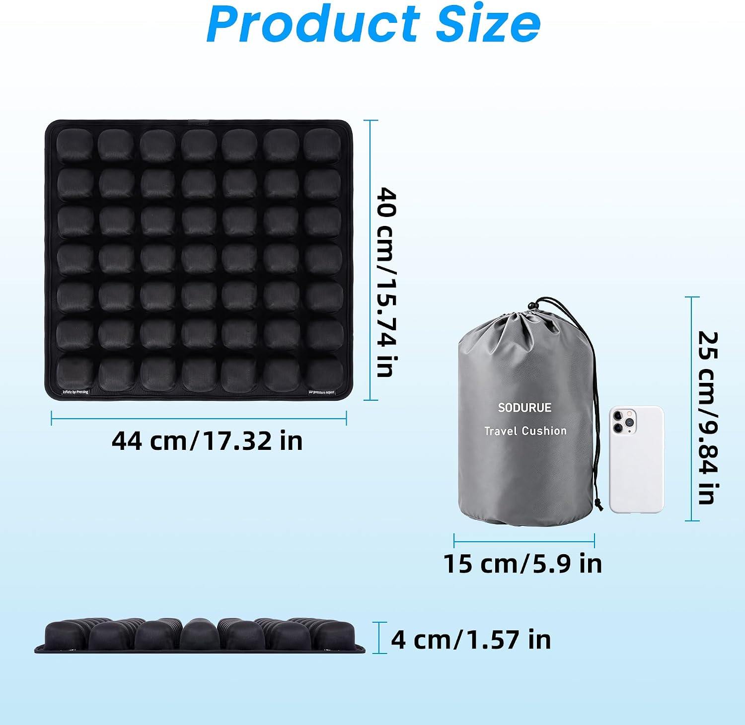Thumbnail 6 de sodurue UIU-969 Inflatable Travel Cushion with 49 Air Cells and Built-In Pump