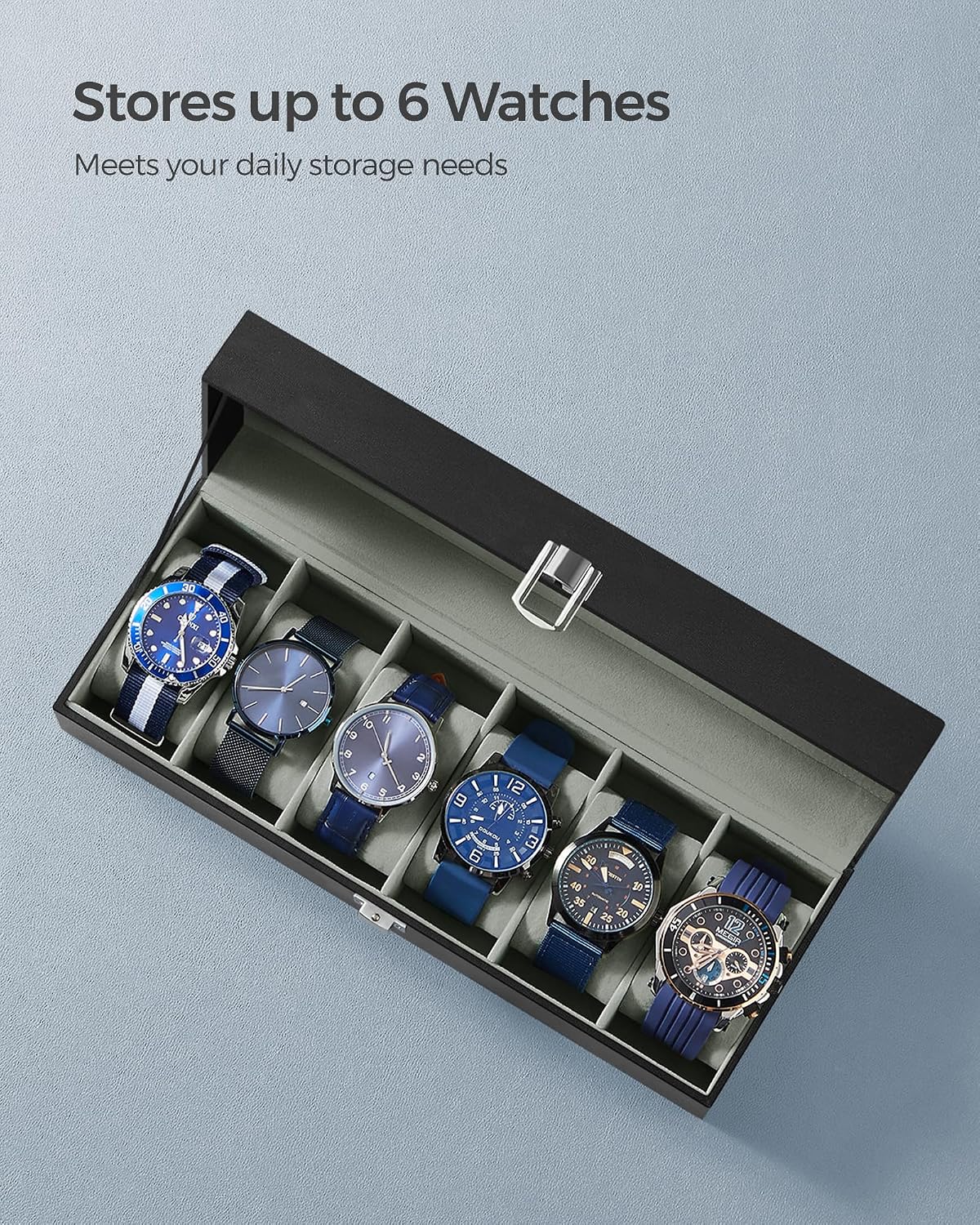 Thumbnail 4 de SONGMICS Watch Box JWB06BK – 6-slot display case with glass lid