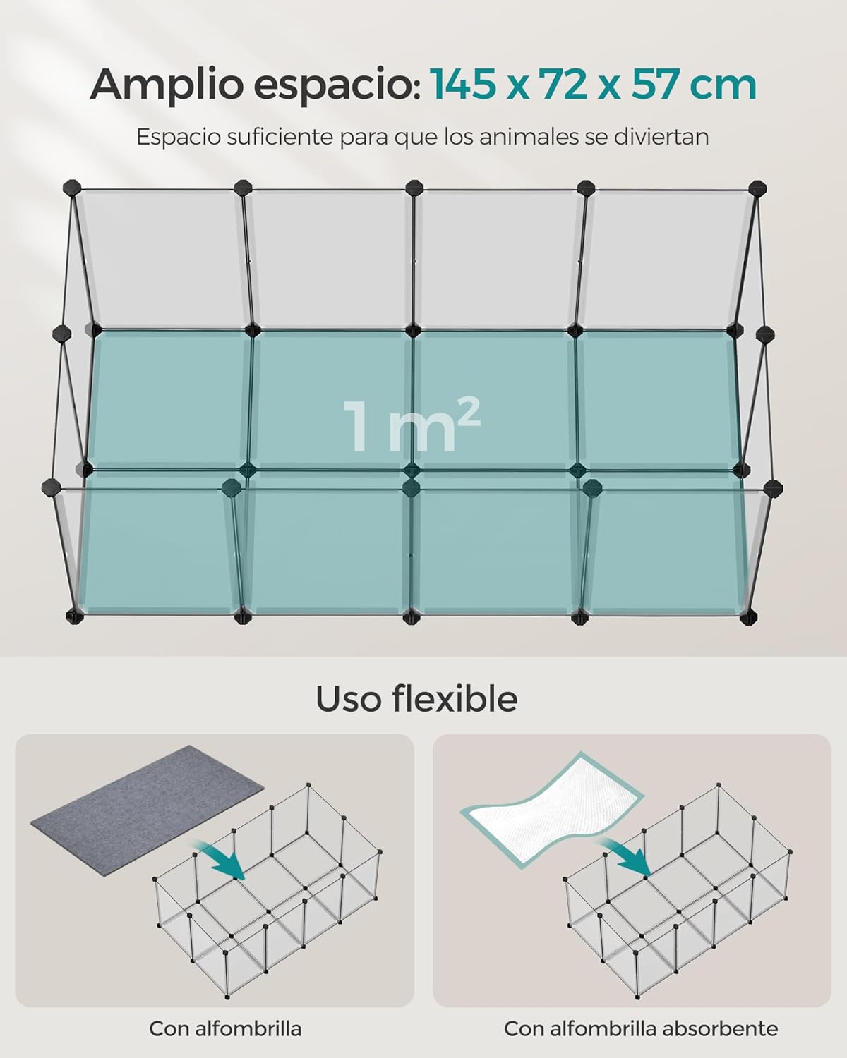 Thumbnail 3 de SONGMICS LPC007W01 Valla para Mascotas 145x72