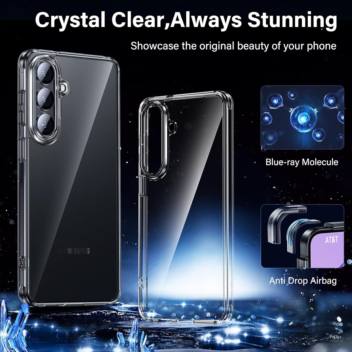 Detalle 2 de UniqueMe 3-in-1 Clear Case with 2x 9H Tempered Glass Screen Protectors for Samsung Galaxy S26 5G