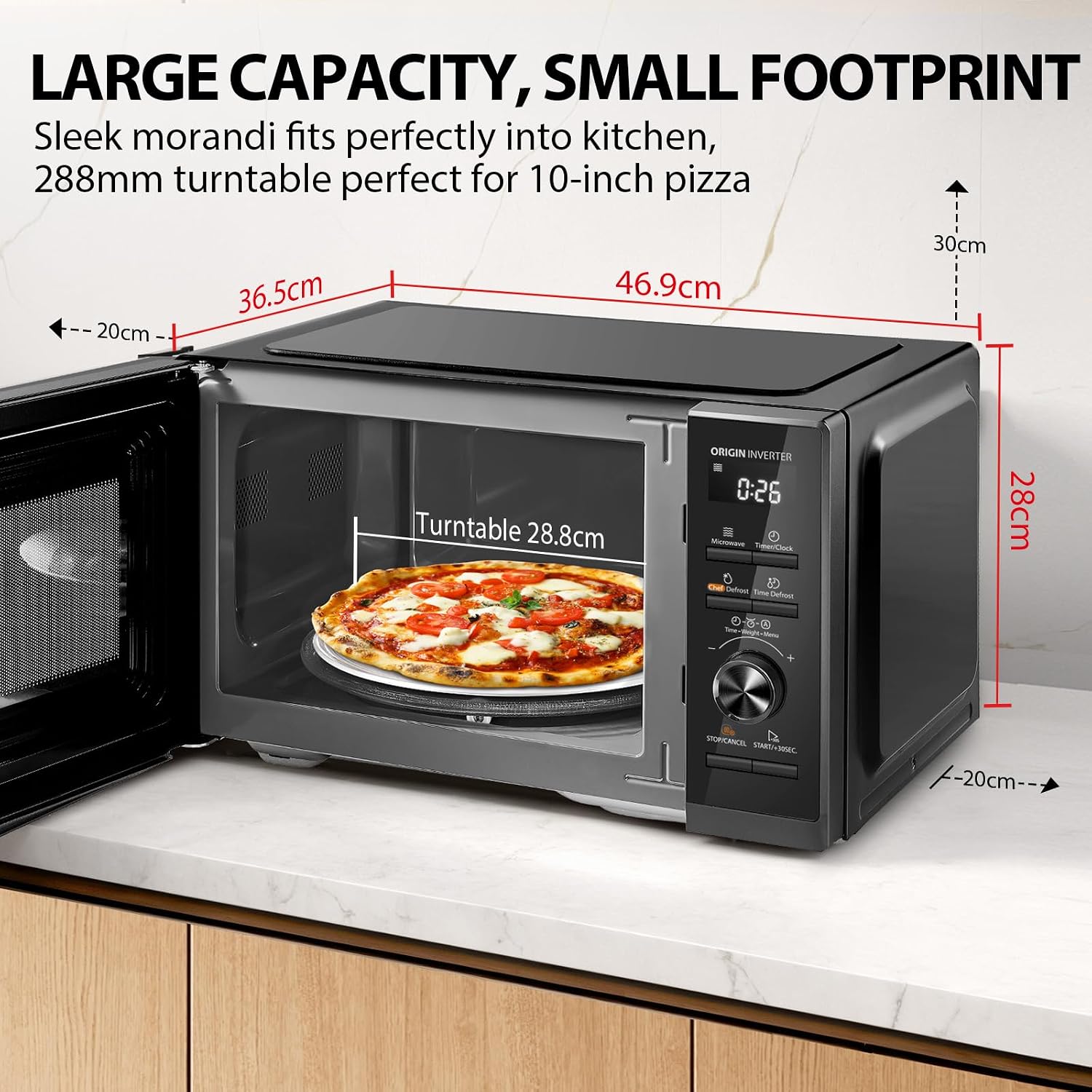 Thumbnail 2 de Toshiba Black 25L 900W Digital Microwave Oven (MW3-AM25PFI(BK)) with Origin Inverter