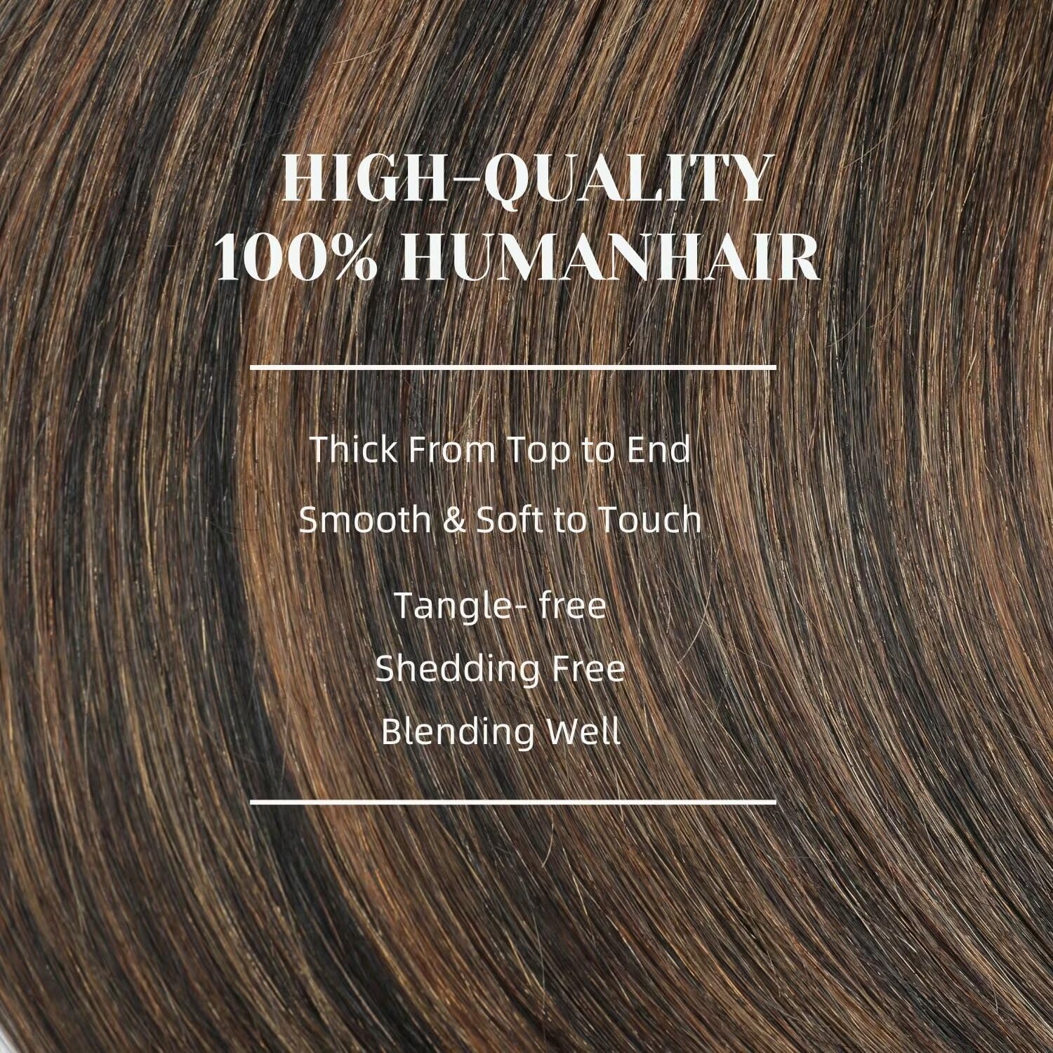 Thumbnail 5 de GUDOZO Clip-in Extensions aus Echthaar (7-tlg.), 55 cm, 120 g – natürliches Schwarz mit Chestnut Braun, unsichtbare Clips