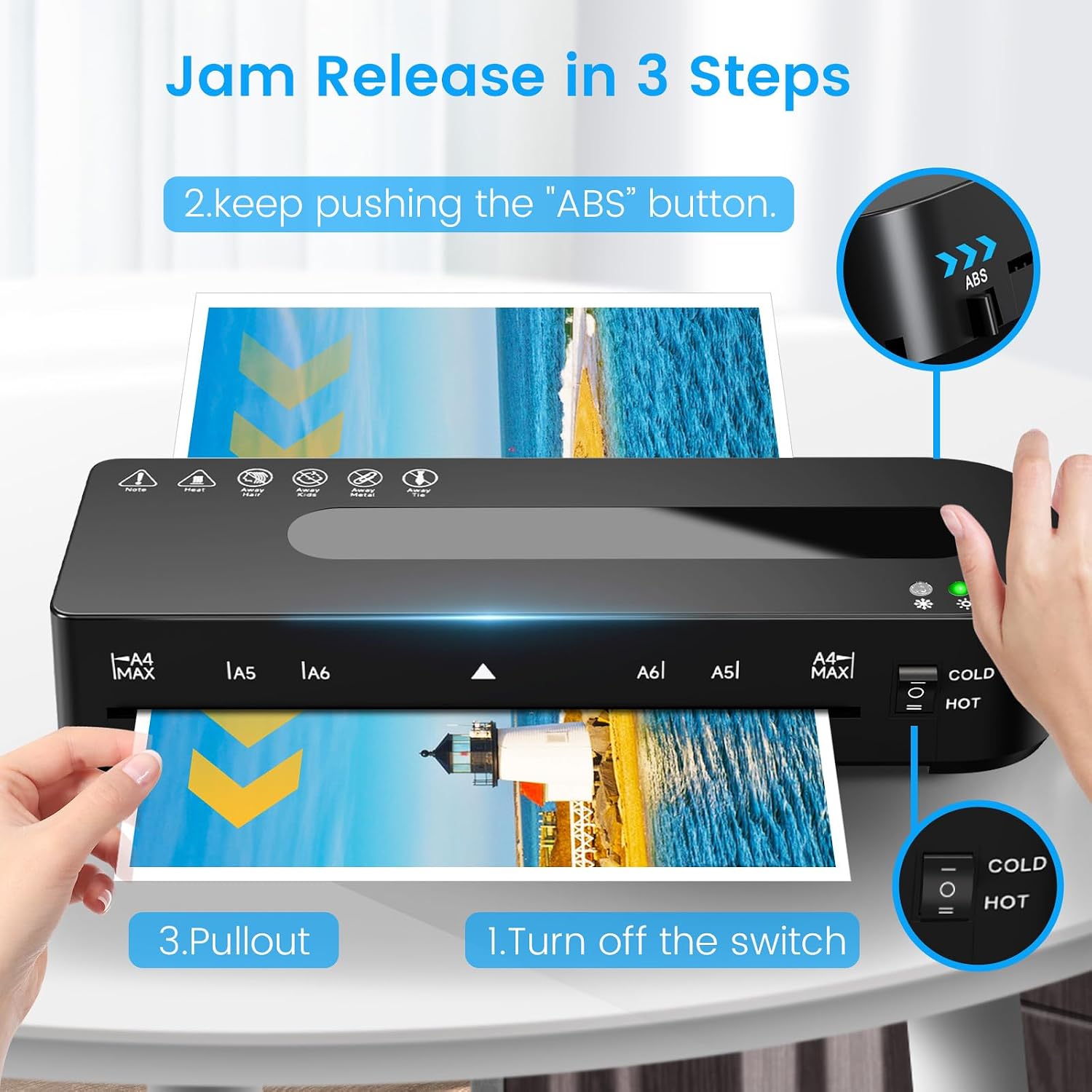 Thumbnail 5 de Laminator Machine: 4-in-1 A4 Hot & Cold Laminator with 20 Sheets, 9-Inch, Plus Cutter