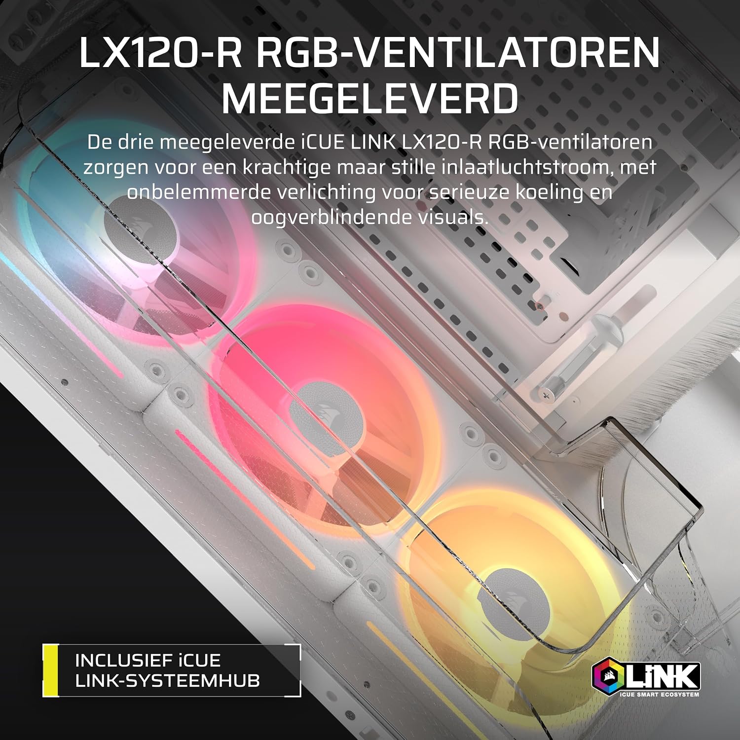 Thumbnail 5 de CORSAIR AIR 5400 CC-9011321-WW miditower pc-behuizing, wit met drie kamers en RGB