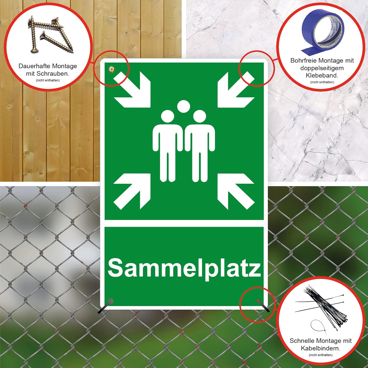 Detalle de STROBO XXL Sammelplatz Hinweisschild (40 x 30 cm) aus 5 mm Hartschaumplatte mit UV-Schutz