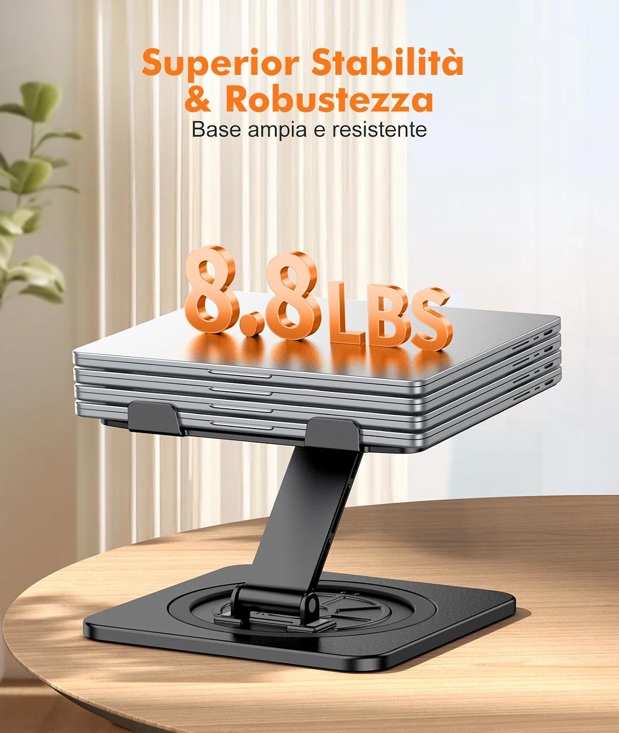 Detalle de EOIWUY Supporto PC Portatile 360°: supporto in alluminio regolabile e pieghevole per notebook da 10–16