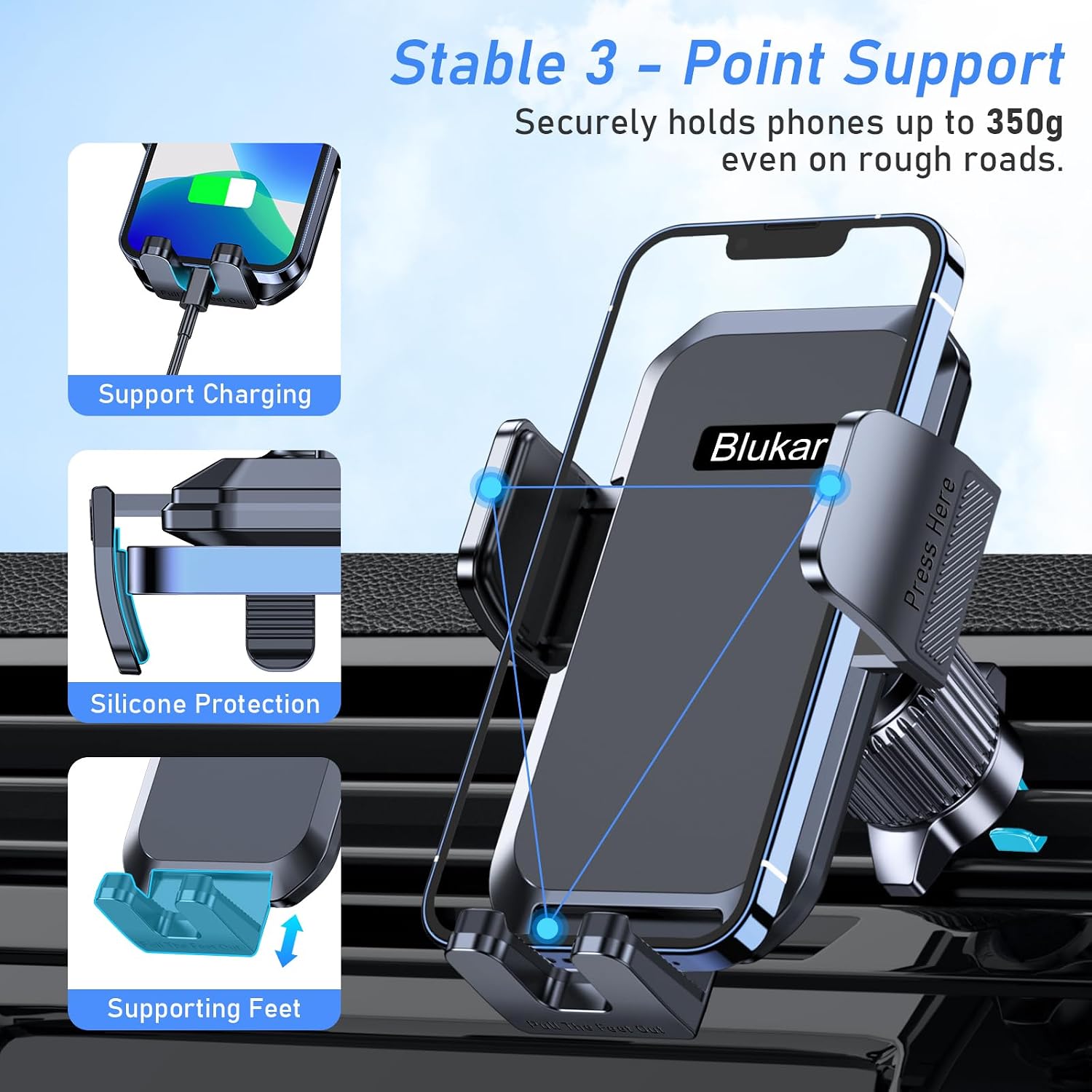 Thumbnail 3 de Blukar Car Phone Holder 360° rotation