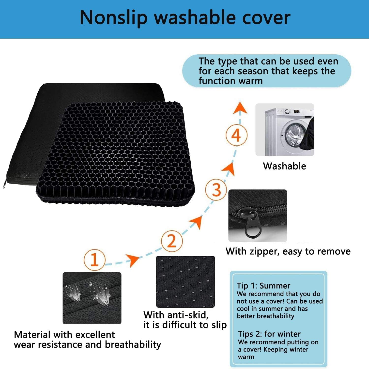 Detalle de Fzitiy TYT-8 Gel Seat Cushion, Double-Layer Honeycomb Design