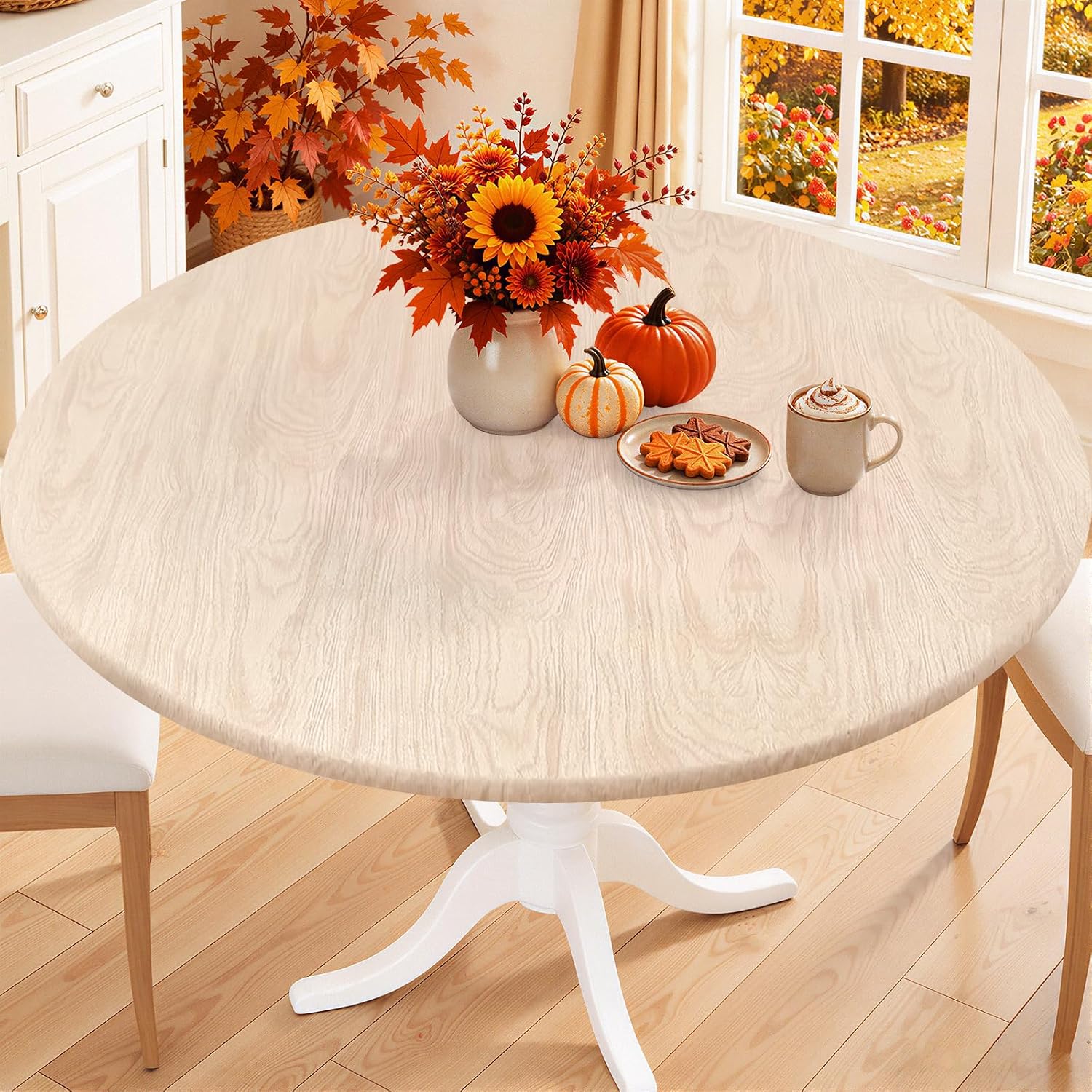 Detalle de Smiry Round Picnic Tablecloth – Waterproof Elastic Fitted Cover for 25"–30" Tables