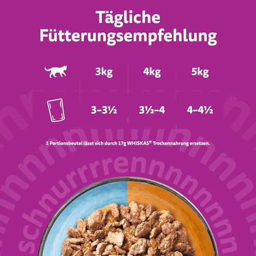 Detalle de Whiskas Adult 1+ Tasty Duo Surf & Turf in Gelee – Nassfutter für ausgewachsene Katzen, 84 x 85 g