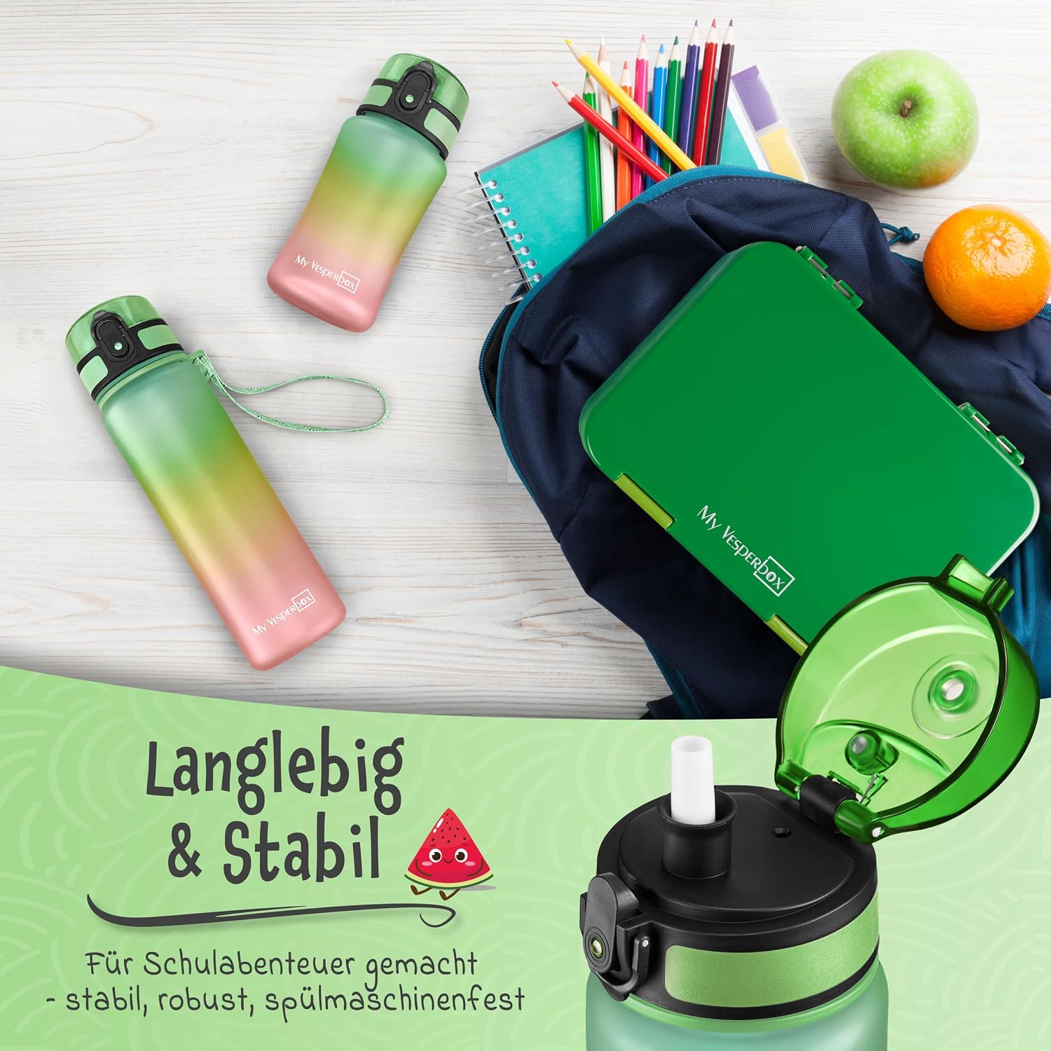 Thumbnail 5 de My Vesperbox Minny Kinder-Trinkflasche 500ml – Auslaufsicher, BPA-frei & Komplett-Set