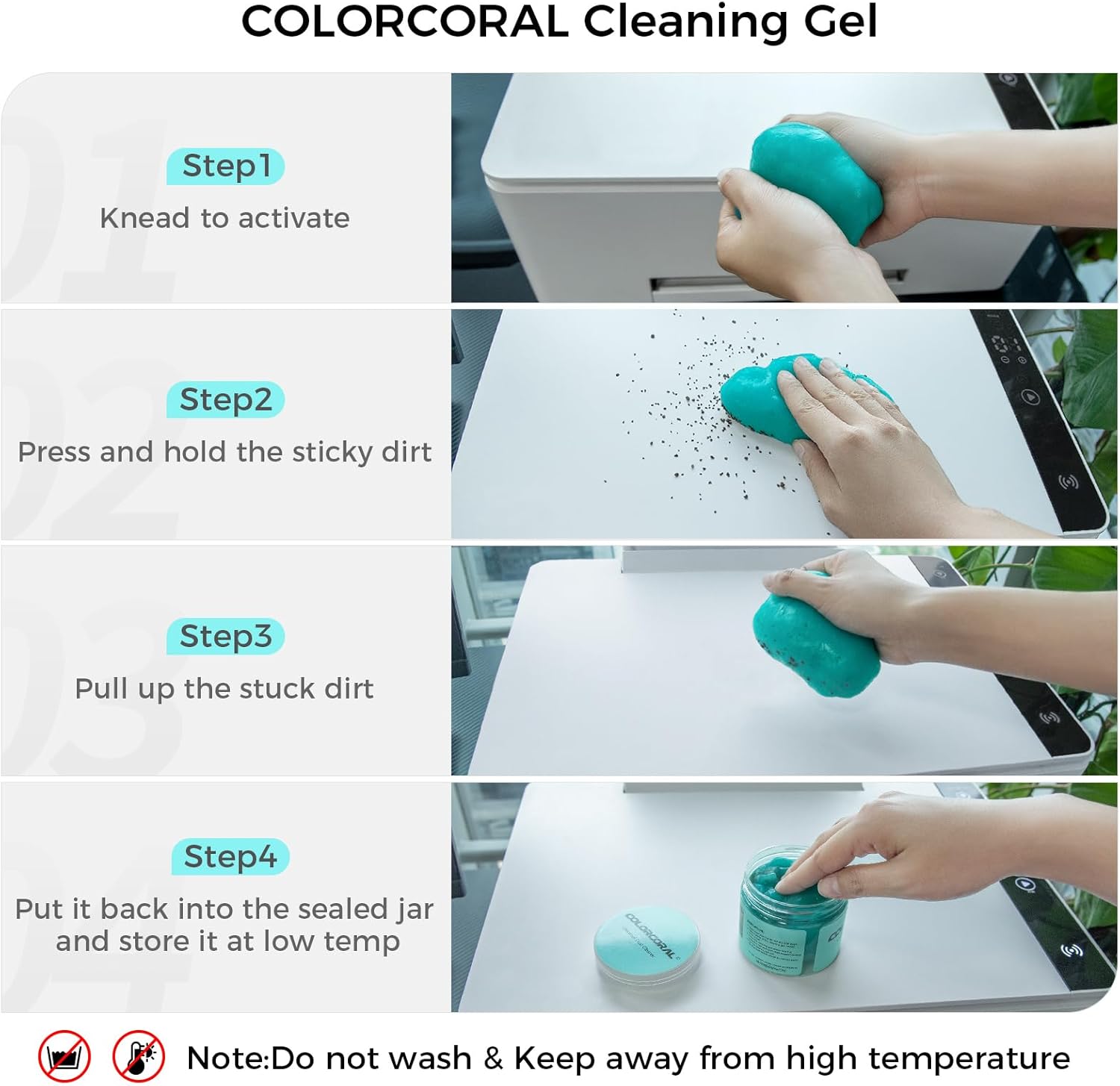 Thumbnail 4 de ColorCoral 2 Pack Car Cleaning Gel – Reusable Dust Cleaning Putty for Cars, Keyboard and More