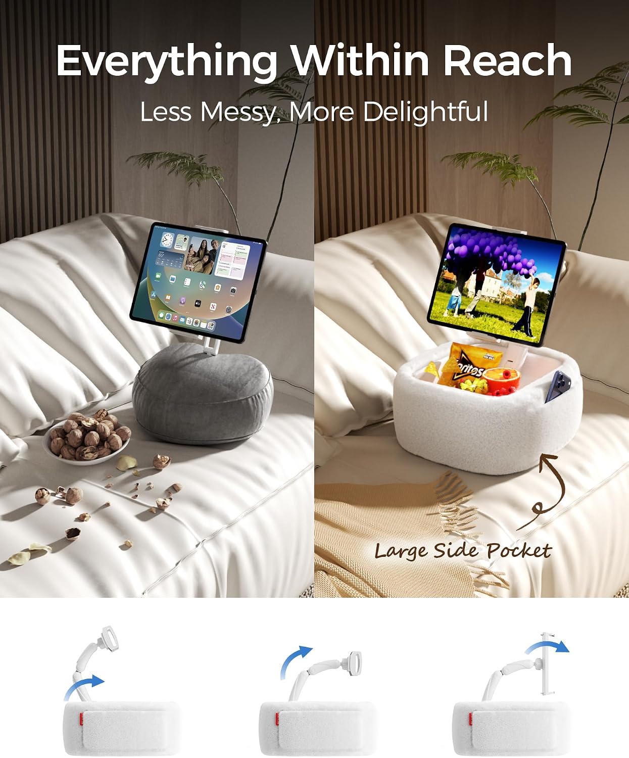 Detalle 2 de LULULOOK Tablet Pillow Stand for Kindle and iPad, 360° Adjustable, White