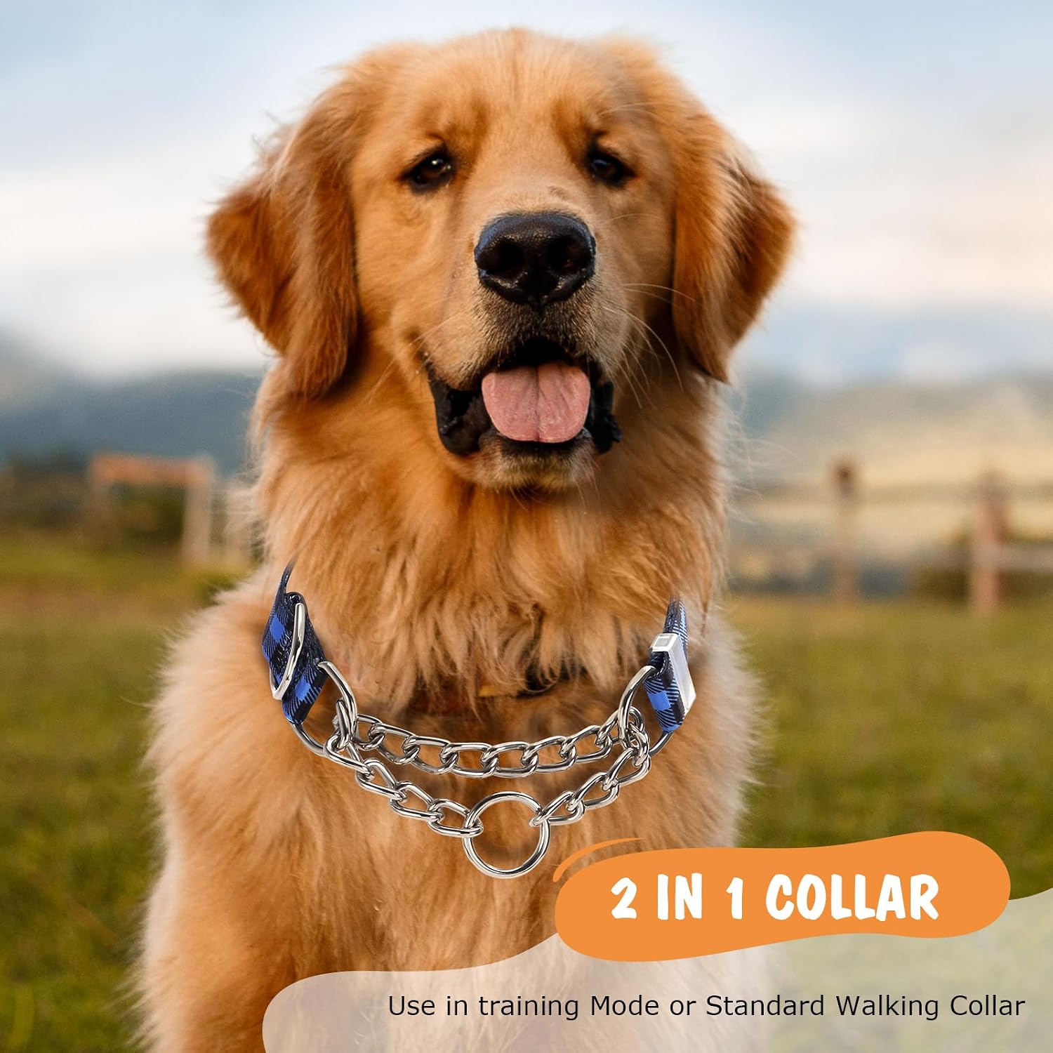 Detalle 1 de Martingale Dog Collar, Plaid Large