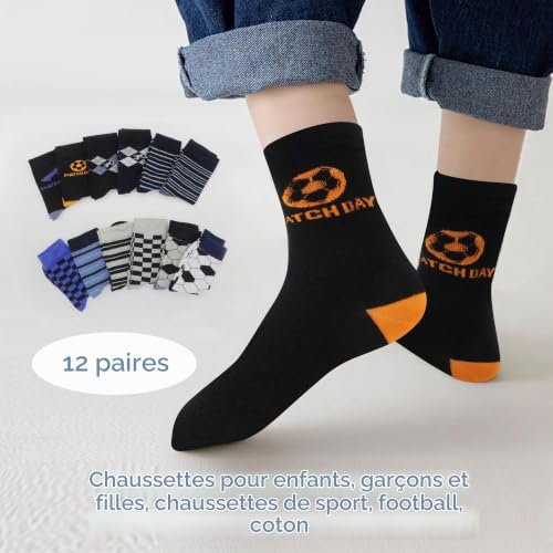 Detalle de Uizuooy Chaussettes Enfants – Chaussettes de sport coton unisexe, pack 12 paires (réf. 2873-35_38)