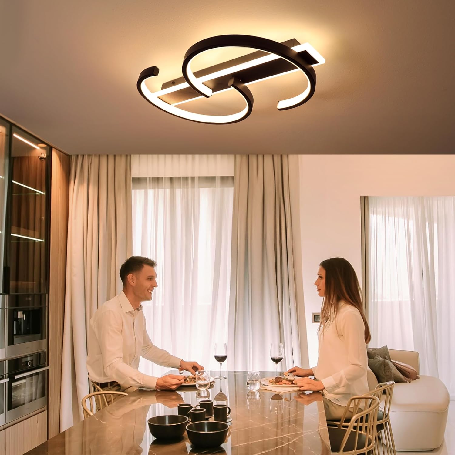 Detalle 2 de LED Deckenleuchte 35W dimmbar 40 cm schwarz