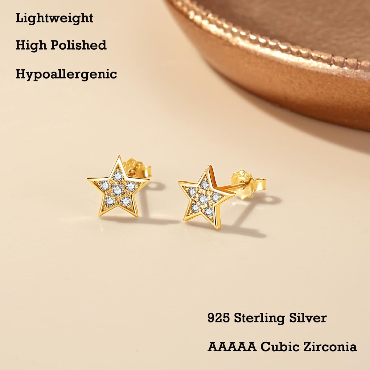 Thumbnail 2 de Deyanse 925-Sterling-Silber Ohrstecker mit Stern-Mond-Herz und Zirkonia (8 mm) – Schlafen-Knorpel geeignet