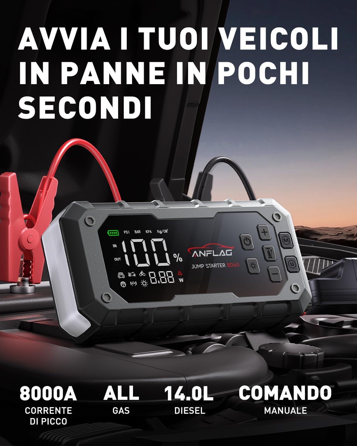 Detalle 2 de ANFLAG Booster Avviamento 8000A 26800mAh
