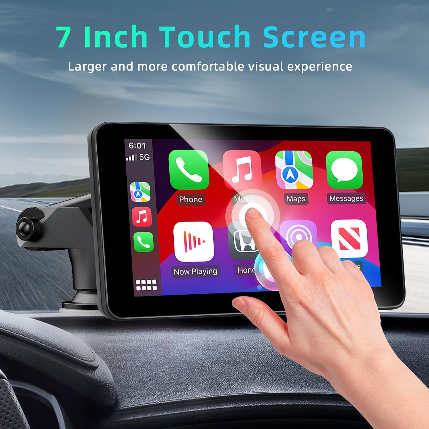 Thumbnail 6 de Android Auto Display & Carplay Display (7 Zoll) mit Bluetooth, Sprachsteuerung, AUX, FM und Wireless CarPlay
