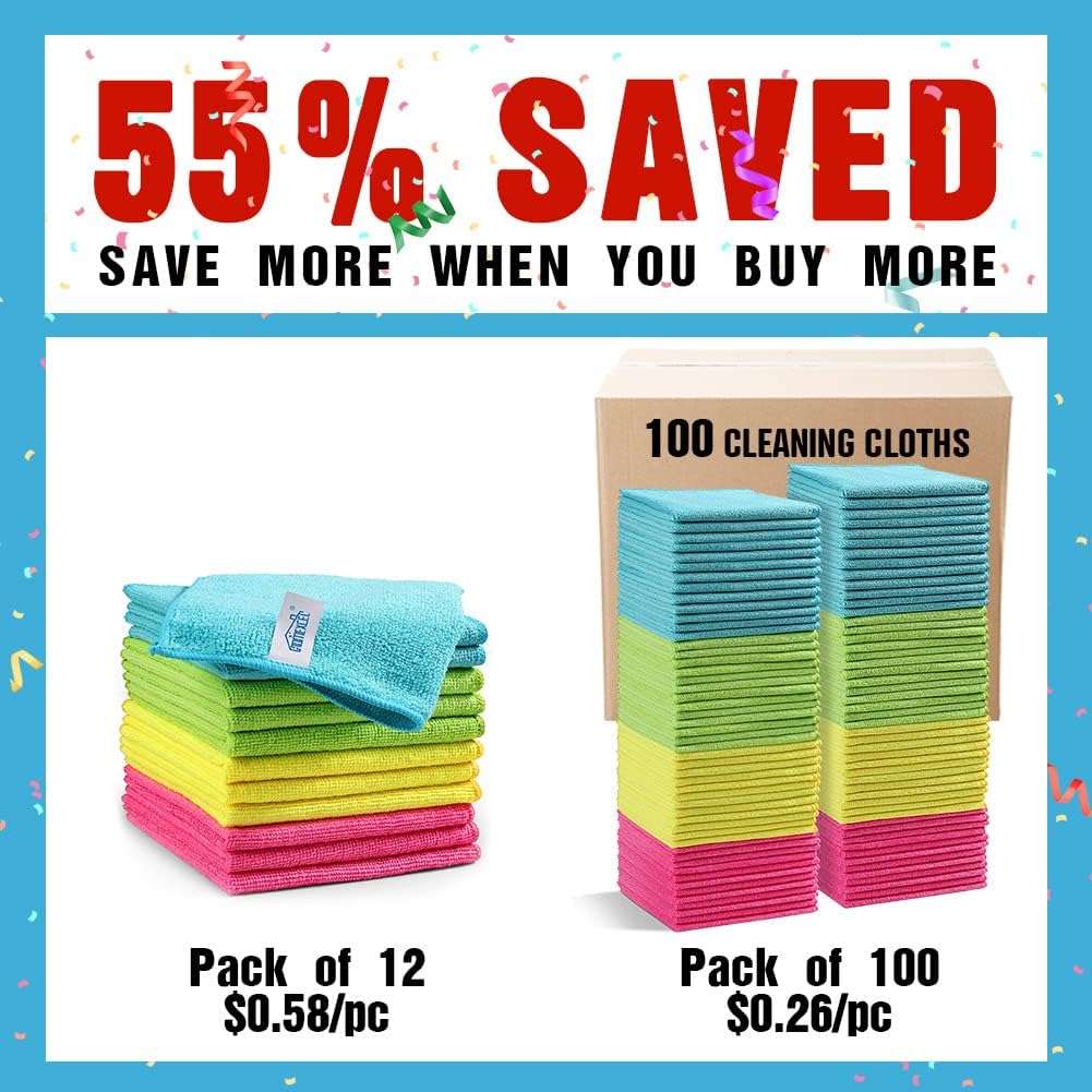 Detalle 2 de HOMEXCEL Microfibre Cloths Colour Pack 100 (29 x 29 cm) – Versatile Cleaning Rags