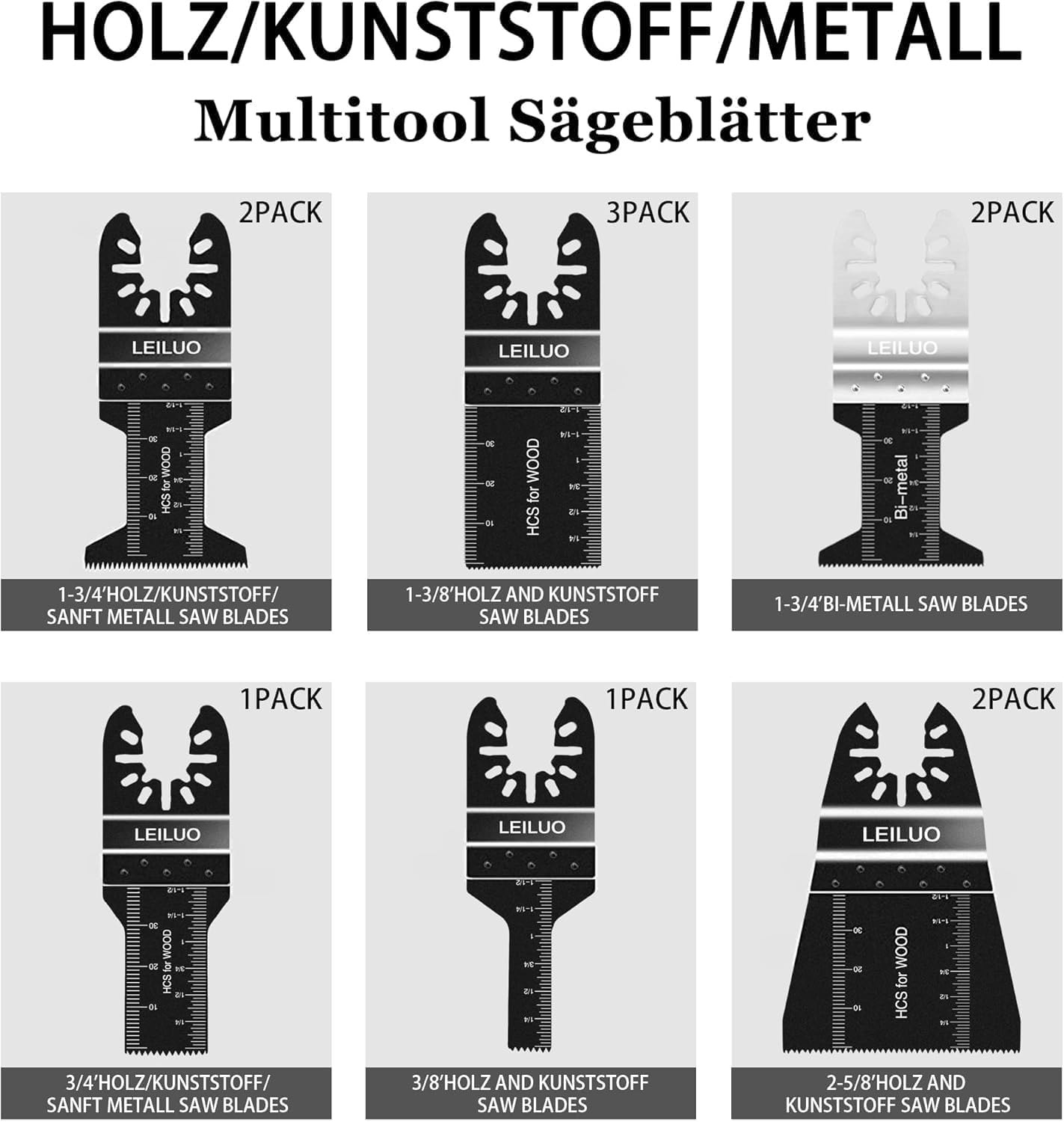 Thumbnail 2 de LEILUO Multitool-Sägeblätter-Set 81-teilig für Holz, Kunststoff & Metall (mit Aufbewahrungstasche, für gängige Multitools)