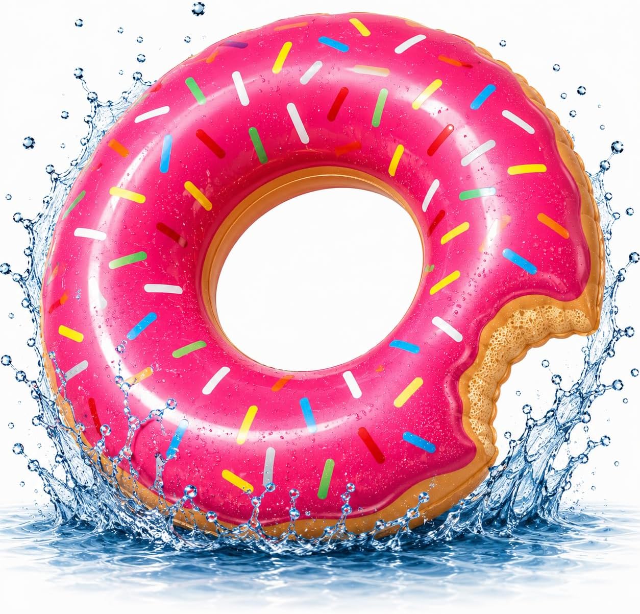 Detalle de Aufblasbarer Schwimmring – XXL Donut 120 cm Durchmesser, Biss-Design, für Erwachsene & Kinder (Farbauswahl)