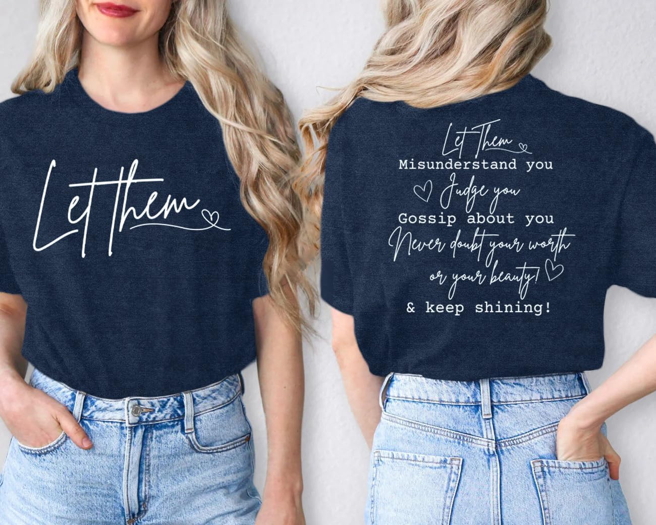 Detalle 2 de Qskall Let Them T Shirt for Women – Keep Shining Inspirational Tee
