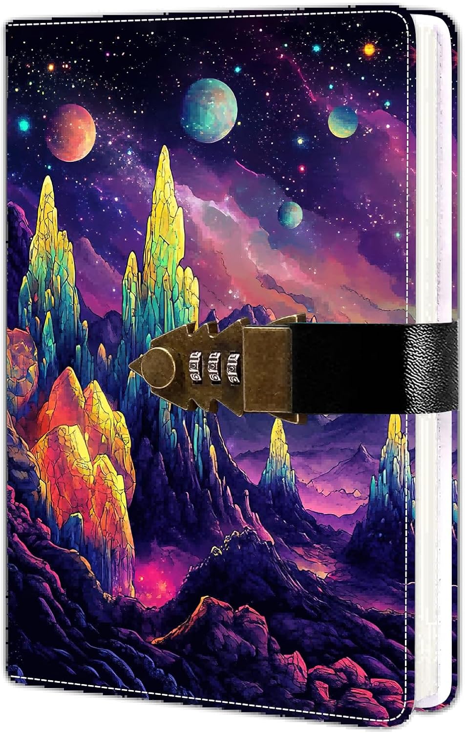 Thumbnail 5 de HwxBen Diario segreto con chiusura a codice – formato A5, 244 pagine, copertina in pelle PU elegante