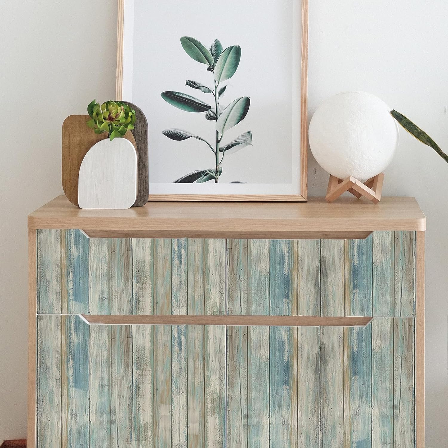 Thumbnail 4 de Hode Sticky Back Plastic Wood Effect Vinyl: Blue-Green, 30x300cm, Self-Adhesive Wallpapers for Kitchen Furnishings and Shelves