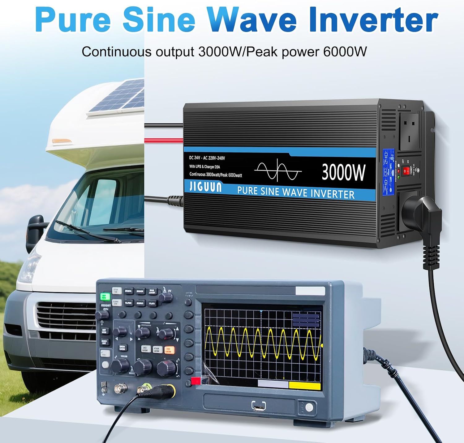 Detalle 2 de JIGUUN 3000W inverter 24V pure sine wave