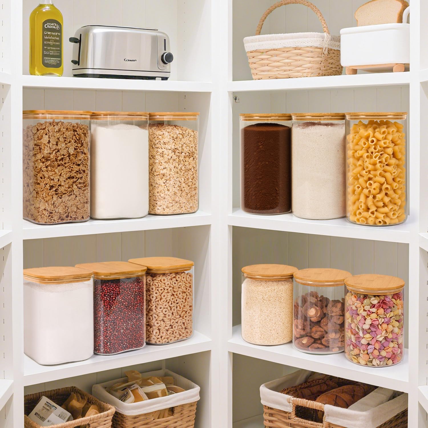Detalle de ComSaf 2Pcs Large Glass Storage Containers with Lids (4Qt / 1 Gallon Wide Mouth) for Pantry Organization