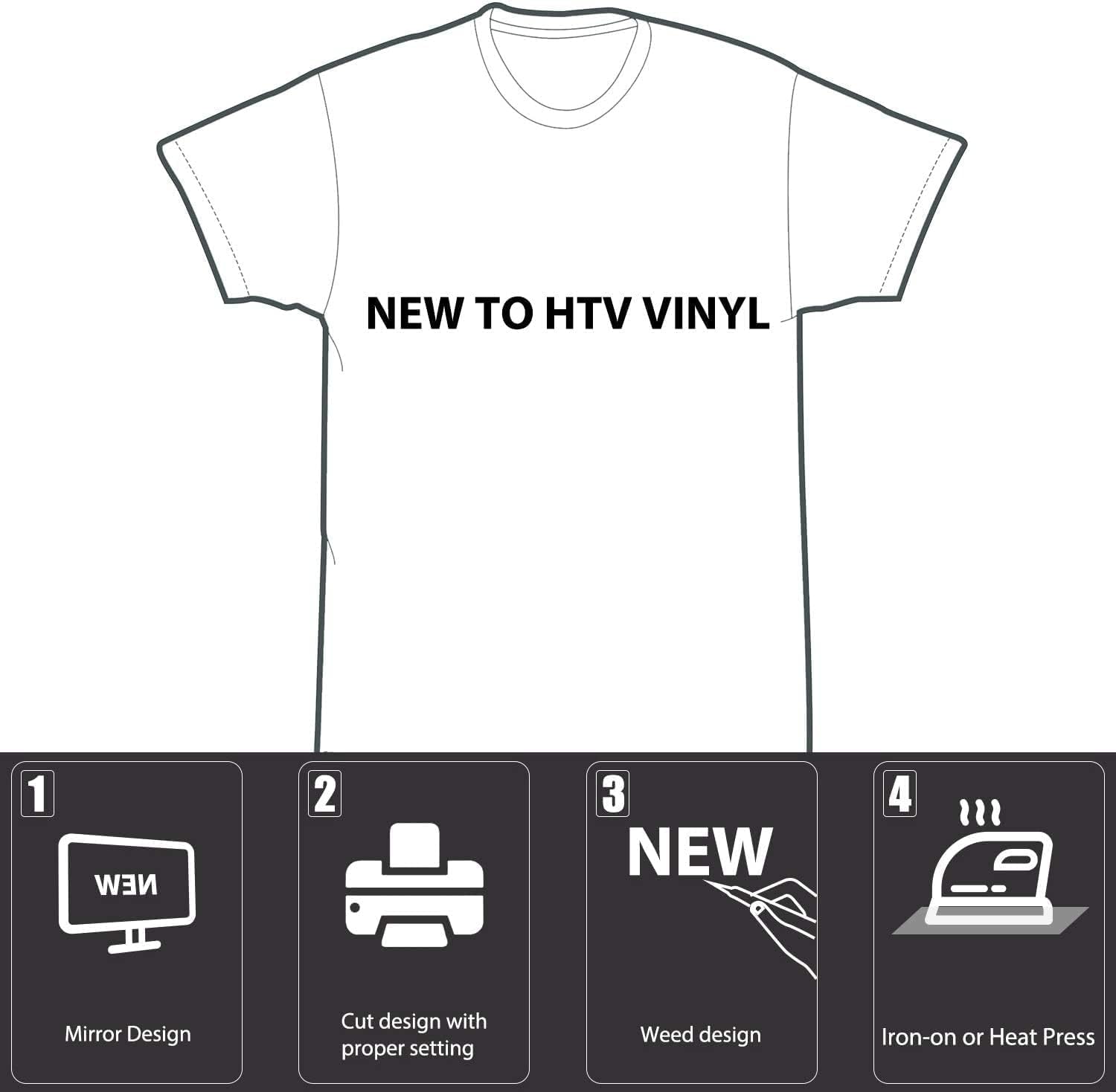 Detalle 2 de HTVRONT Black HTV Heat Transfer Vinyl 12in