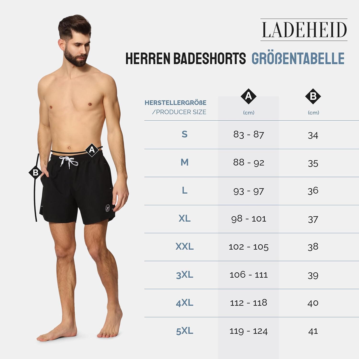 Detalle 2 de Ladeheid LA40-199 heren zwemshort van sneldrogend polyester met mesh binnenbroek