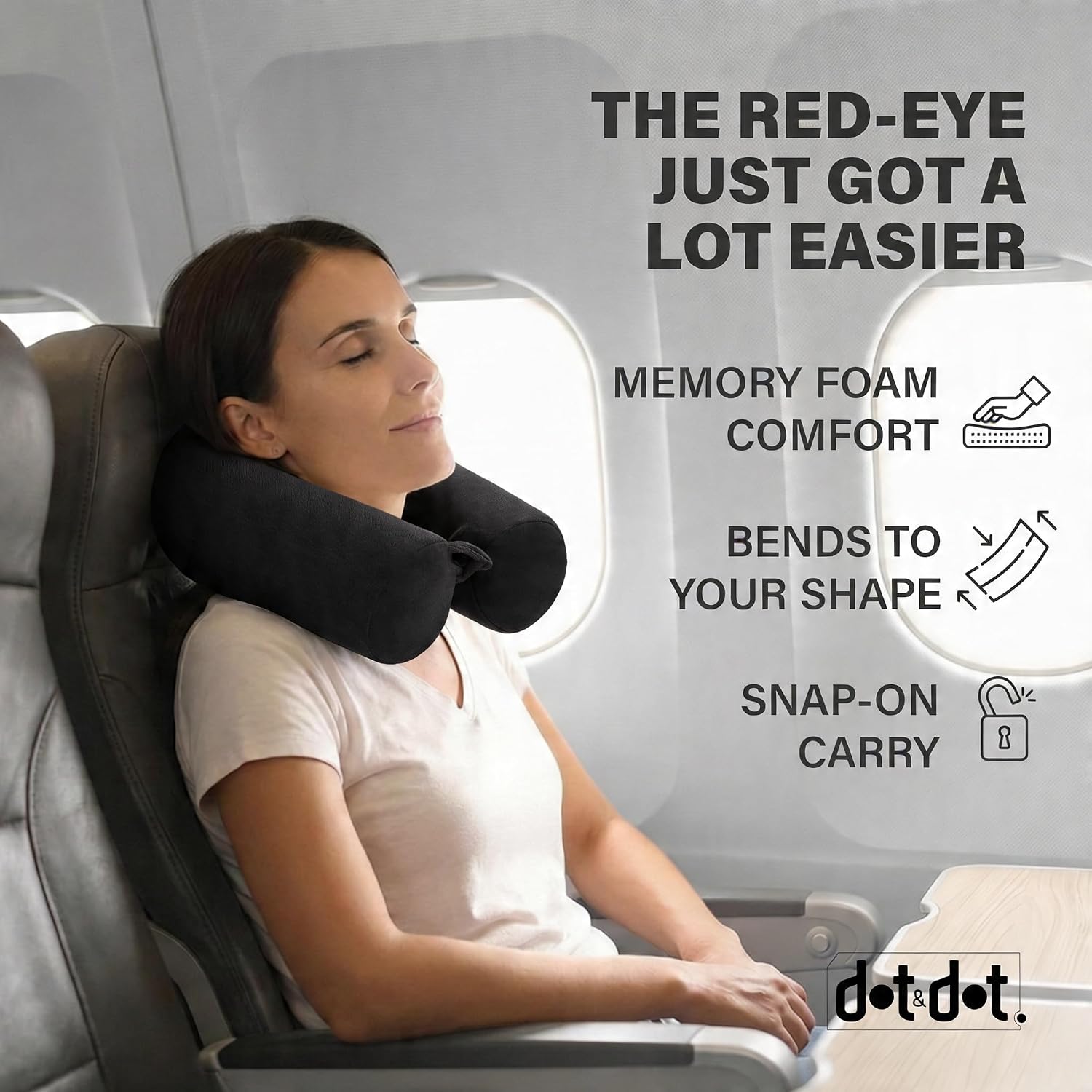 Detalle 2 de Dot&Dot TSMFP25O Twist Memory Foam Travel Pillow, 26-Inch, Washable Cotton