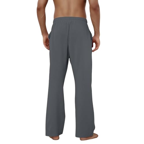 Detalle de Puimentiua Leinenhose Herren – Loose Fit, Dunkelgrau, Größe L