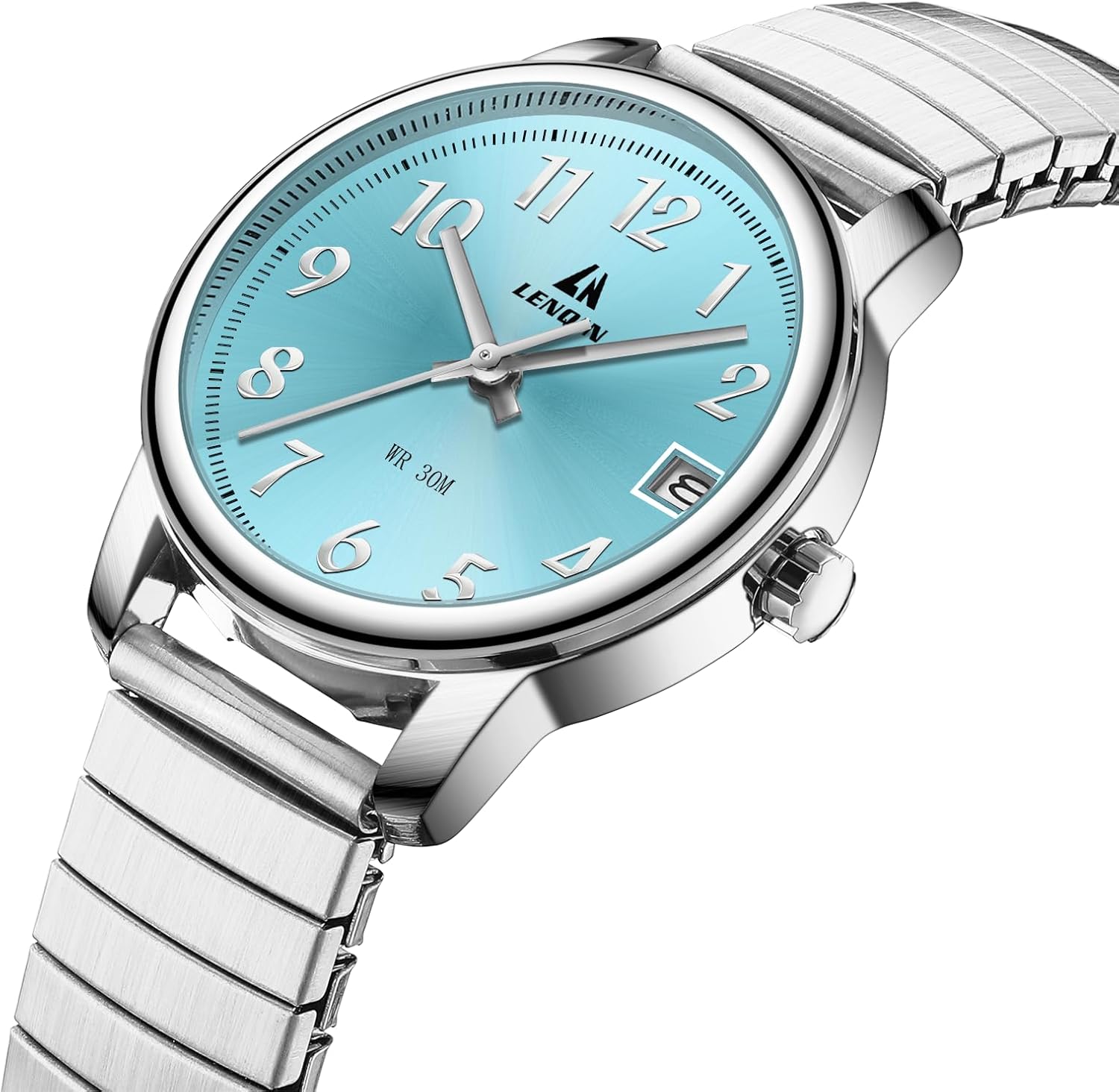 Detalle de LN LENQIN Damenarmbanduhr aus Edelstahl mit Quarzwerk, analogem Zifferblatt und 3-ATM-Schutz