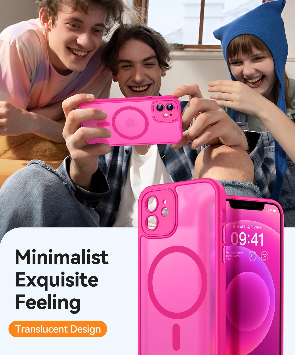 Thumbnail 6 de CANSHN Magnetica Cover per iPhone 12 Mini (5.4 pollici) - Protezione completa della fotocamera, color rosa caldo
