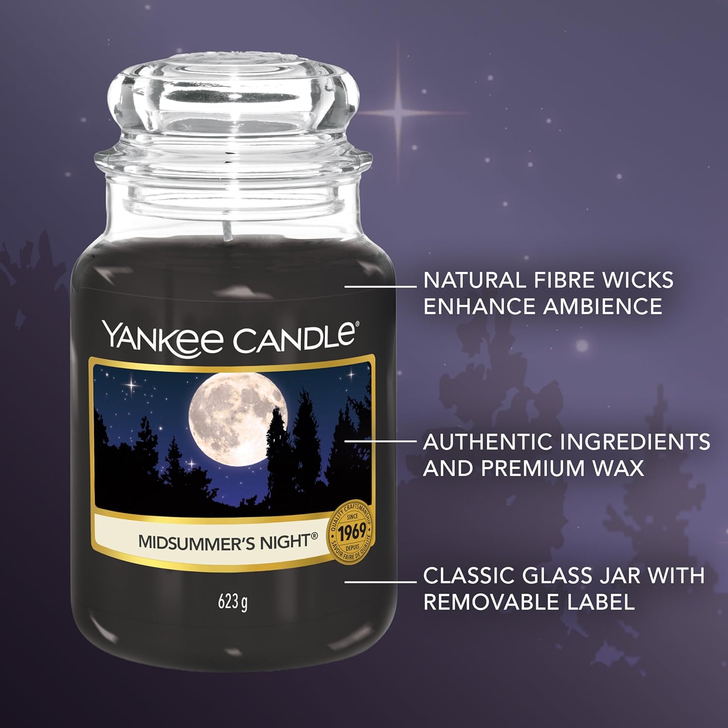 Detalle 2 de Yankee Candle Midsummer's Night Large Jar 150 hrs 🕯