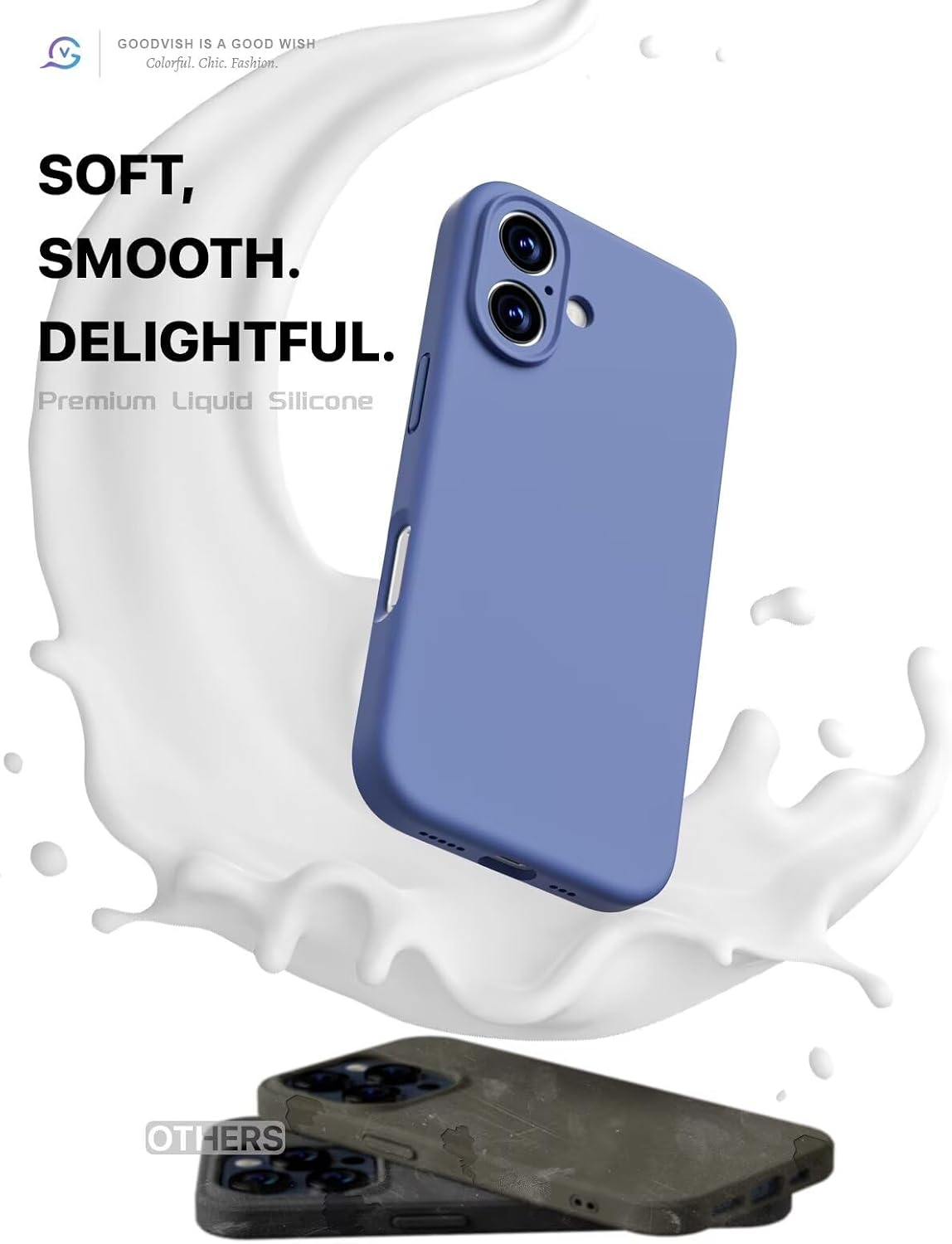 Detalle 1 de GOODVISH Funda 3 en 1 iPhone 16 Silicona Líquida 💙