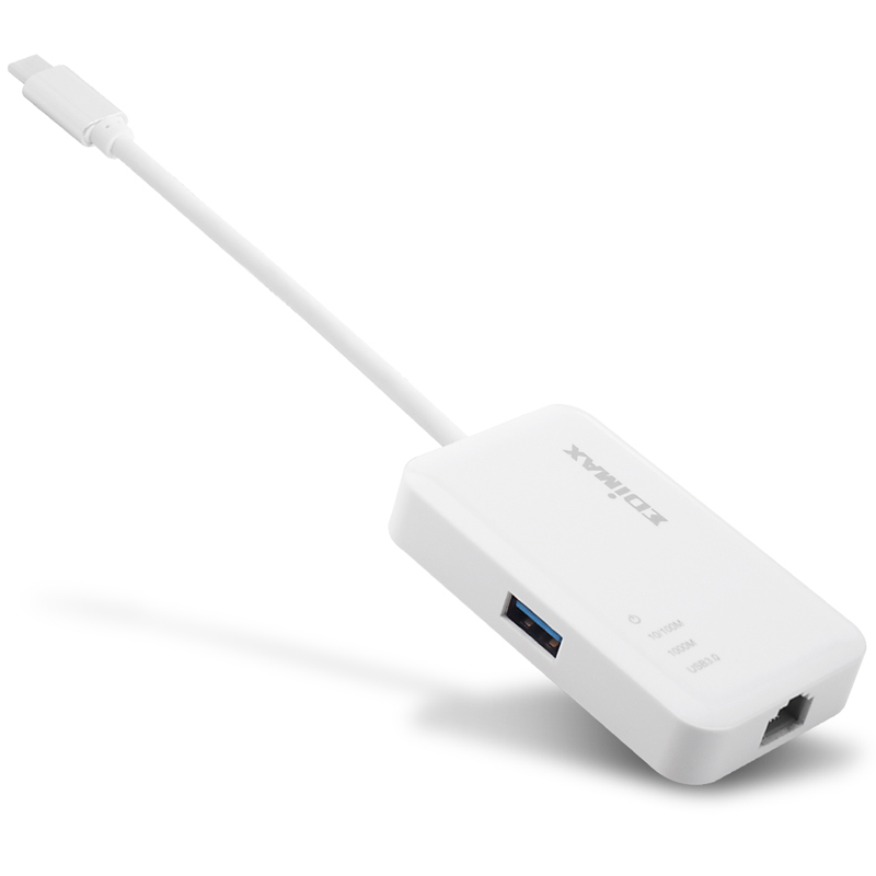 Detalle de Edimax EU-4308: Adaptador USB‑C con 3× USB 3.0 y Ethernet Gigabit