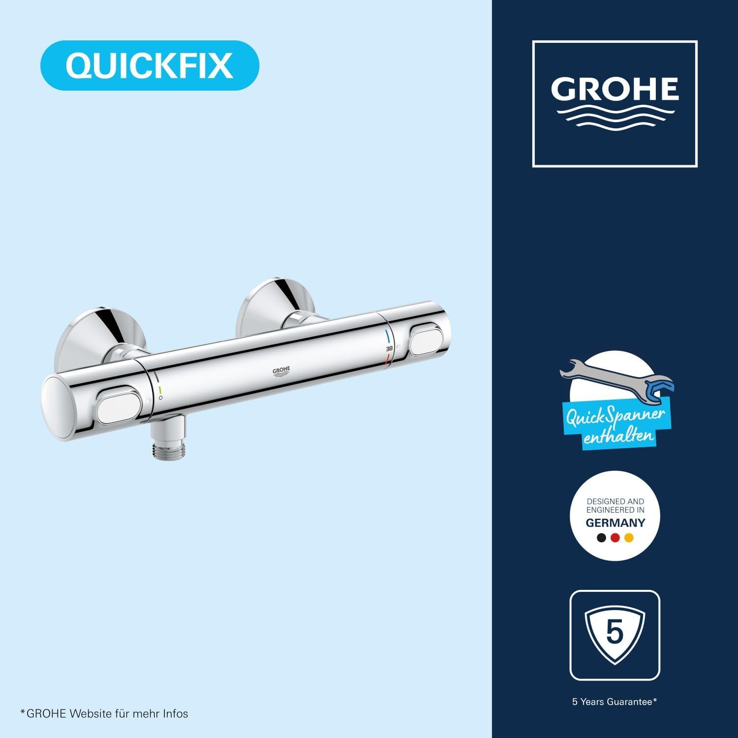 Thumbnail 2 de GROHE Precision Flow Thermostat-Duscharmatur, wassersparend, Chrom (34840000)