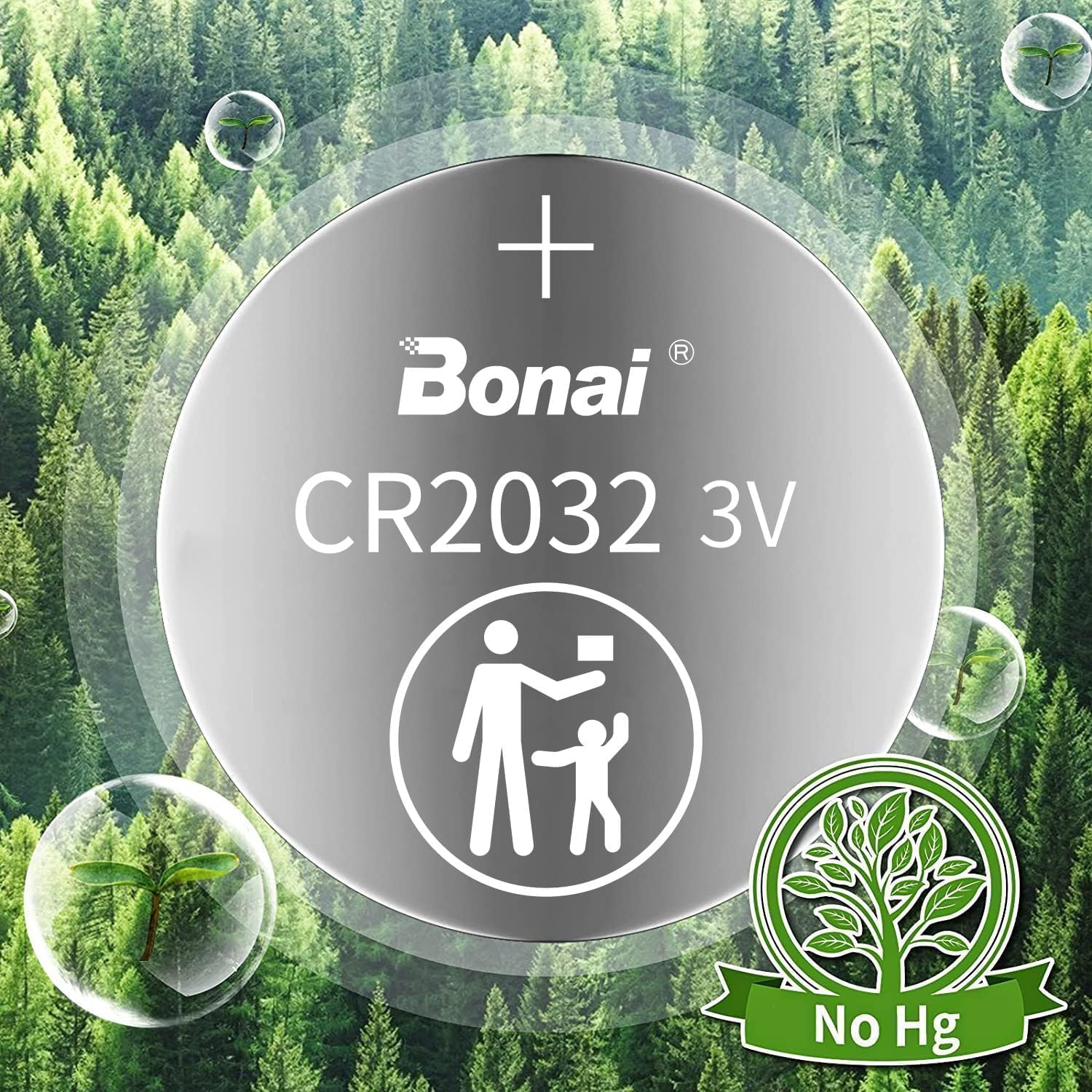 Thumbnail 4 de BONAI CR2032 3V Lithium Coin Batteries, 30-Pack in Six Storage Cards