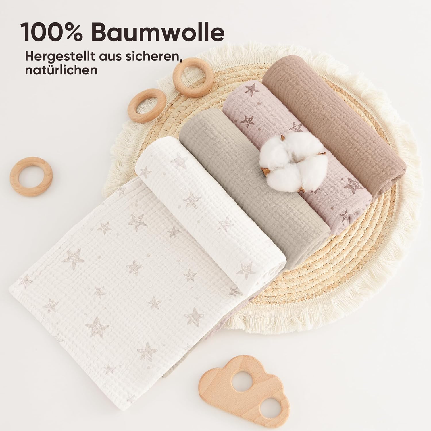 Thumbnail 2 de Bearmoss Moltontücher Baby 4er Set 60x60