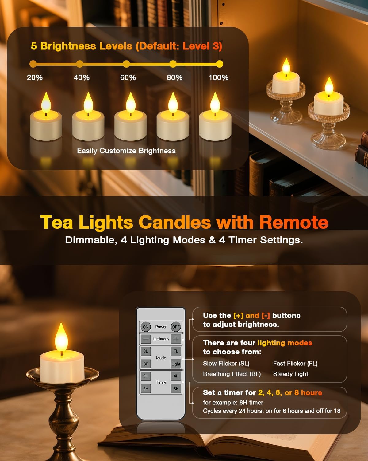 Detalle de Yme 12er LED Teelichter mit Timer 🕯